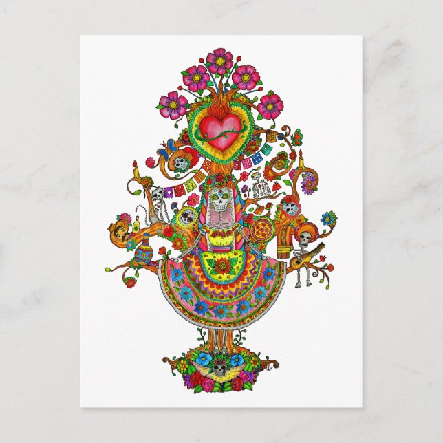 Carte postale Arbre de vie Dia de Muertos (Devant)