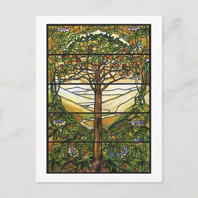 Carte Postale Arbre de vie/Fenêtre en verre tendu Tiffany (Devant)
