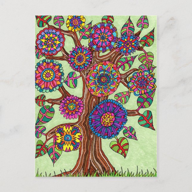 Carte Postale Arbre de vie florissant (Devant)