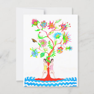 Carte Postale Arbre de vie. La flore et la faune
