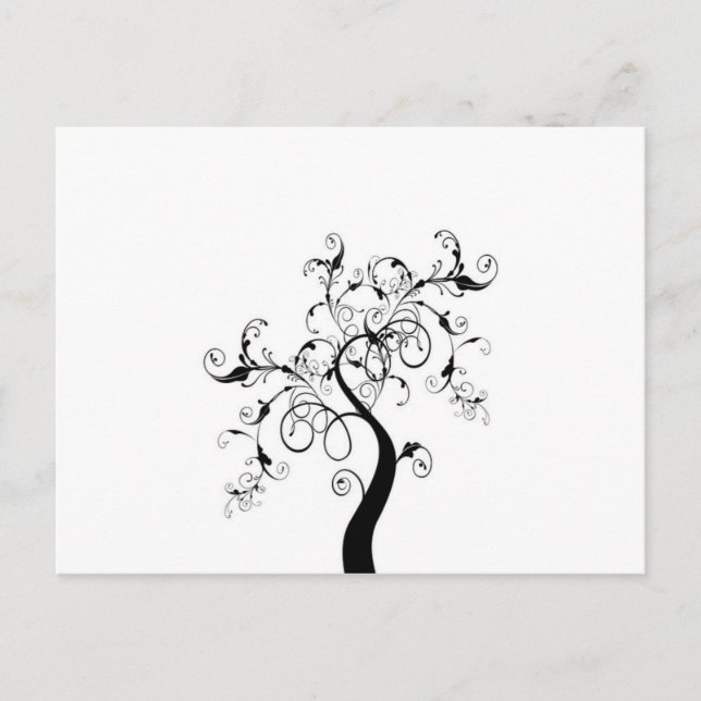 Carte Postale Arbre De Vie Noir Et Blanc (Devant)