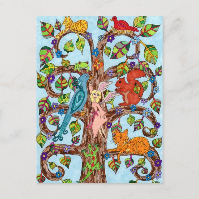 Carte Postale Arbre de vie printanière (Devant)