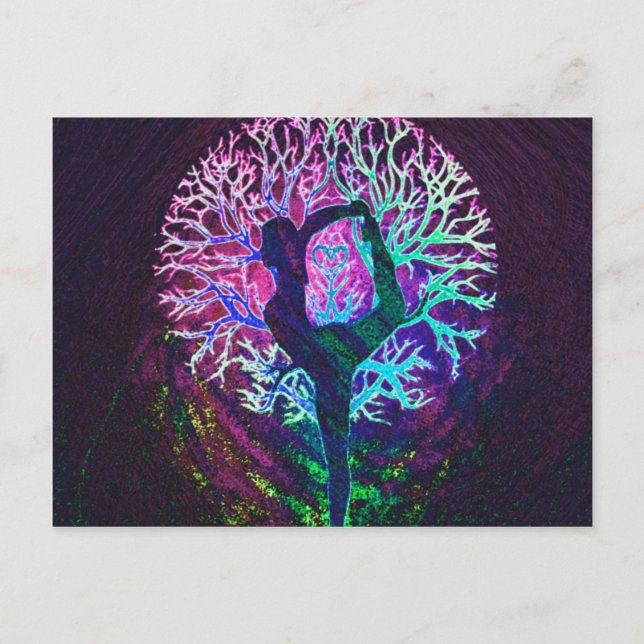 Carte Postale Arbre de Yoga Arc en arc-en-ciel (Devant)
