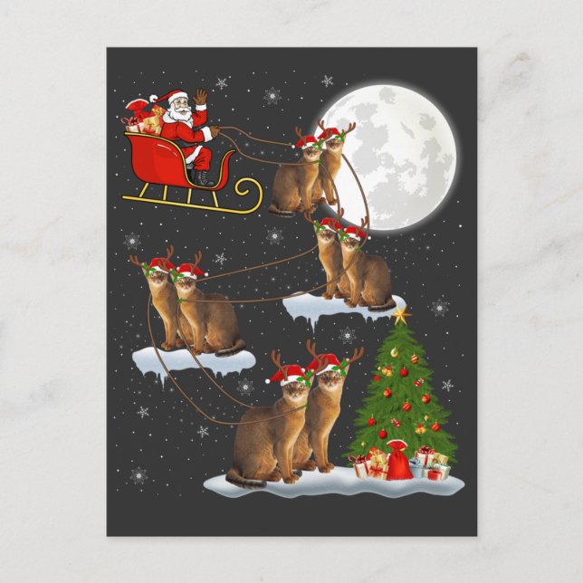 Carte Postale Arbre d'éclairage de Noël Père Noël équitation Aby (Devant)