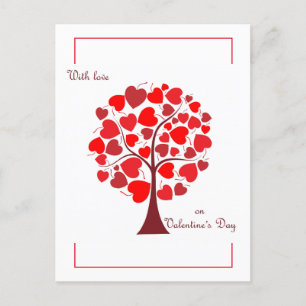 Carte Postale Arbre des Coeurs rouges Valentine