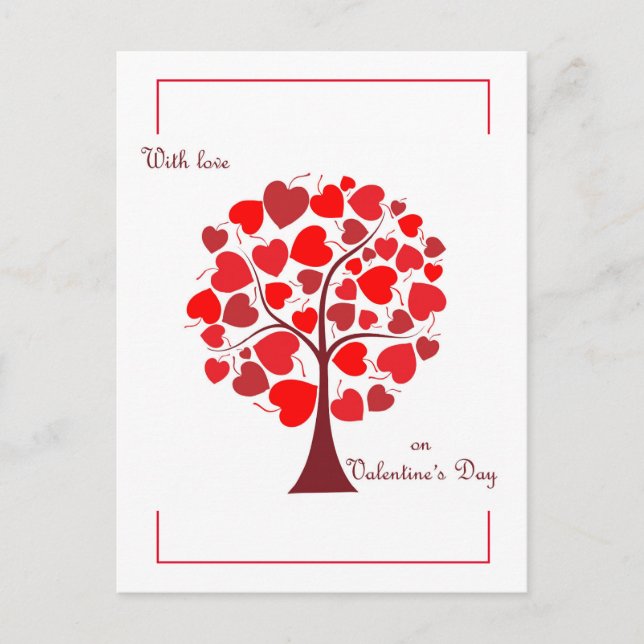 Carte Postale Arbre des Coeurs rouges Valentine (Devant)