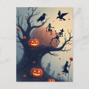 Carte Postale Arbre d'Halloween sinistre
