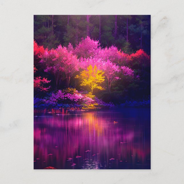 Carte Postale Arbre d'or captivant le soir (Devant)