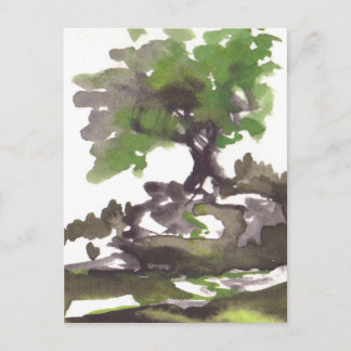 Carte Postale Arbre en aquarelle été