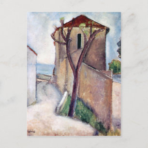 Carte Postale Arbre et maison par Amedeo Modigliani