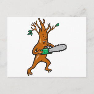 Carte Postale Arbre Homme Arboriste Avec Scie À Chaîne