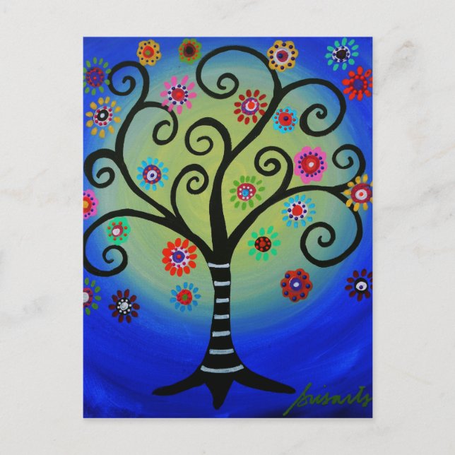 Carte Postale Arbre lunatique de la peinture de la vie (Devant)