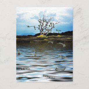 Carte Postale Arbre monétaire en un jour venteux