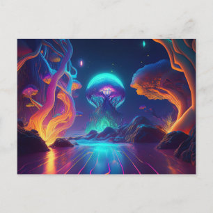 Carte Postale Arbres à néons IA