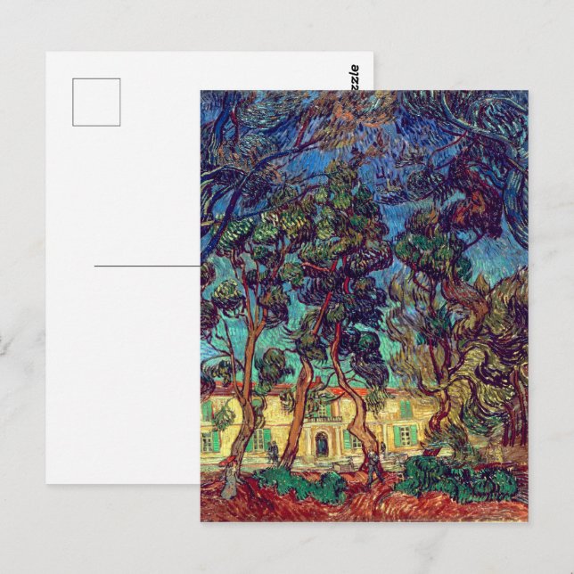 Carte Postale Arbres au jardin de l'hôpital | Van Gogh | (Devant / Derrière)