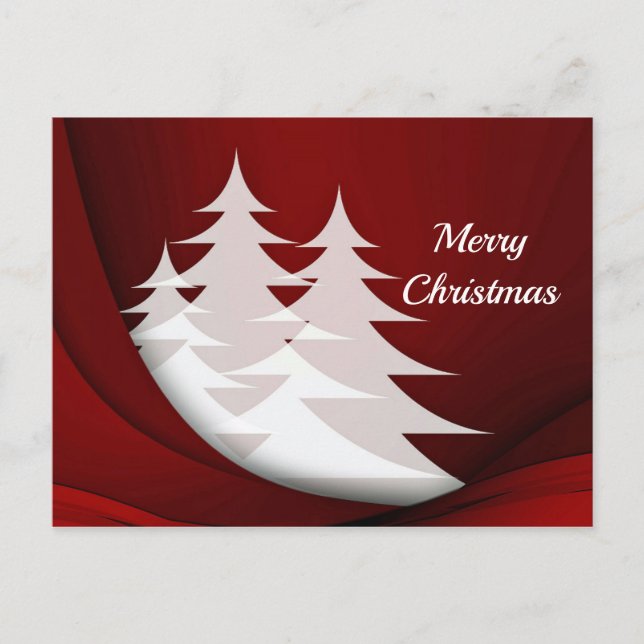 Carte Postale Arbres blancs modernes Noël Red Graphisme (Devant)