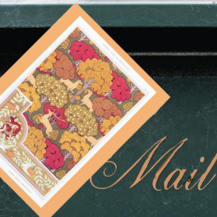 Carte Postale Arbres d'automne Art nouveau et chute de cerfs Ver