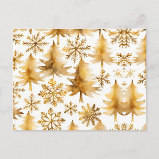 Carte Postale Arbres de fêtes Flocons de neige dorés