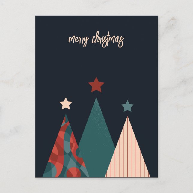 Carte Postale Arbres de noël Abstraits bleu rétro (Devant)