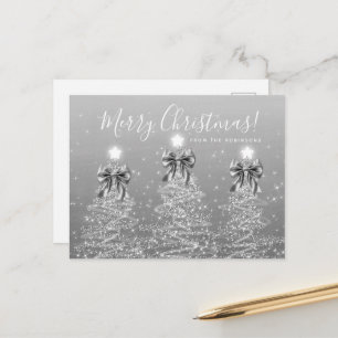 Carte Postale Arbres de Noël argentés de vacances élégants avec
