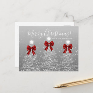 Carte Postale Arbres de Noël argentés élégants pour les fêtes av