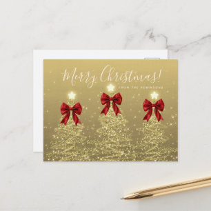Carte Postale Arbres de Noël élégants de vacances en or avec rub