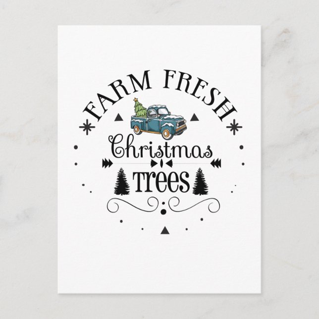 Carte Postale Arbres de Noël frais de ferme, Chritsmas cadeau (Devant)