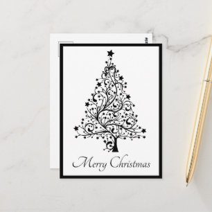 Carte Postale Arbres de Noël minimalistes noirs et blancs
