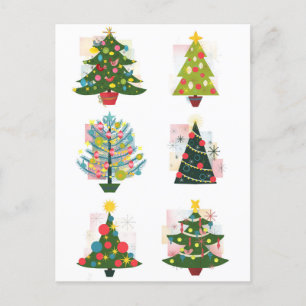 Carte Postale Arbres de Noël rétro