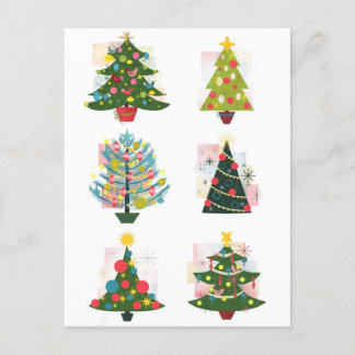 Carte Postale Arbres de Noël rétro