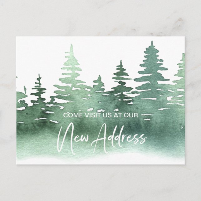 Carte Postale Arbres de pin aquarelle rustiques changent d'adres (Devant)