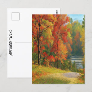 Carte Postale Arbres Rivière Les Autumains Colorés Vend L'Art In