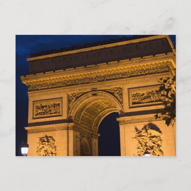 Carte Postale Arc de Triomphe à la nuit, Paris (Devant)