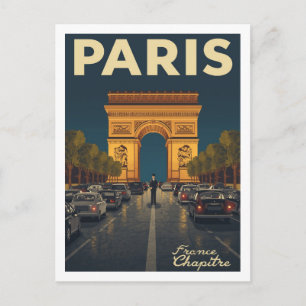 Carte Postale Arc de Triomphe de Paris Art de Voyage Vintage