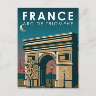Carte Postale Arc de Triomphe France Art de Voyage Rétro Vintage