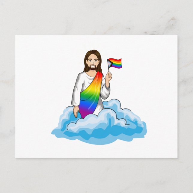 Carte Postale Arc en arc-en-ciel - drapeau de progression Jésus (Devant)