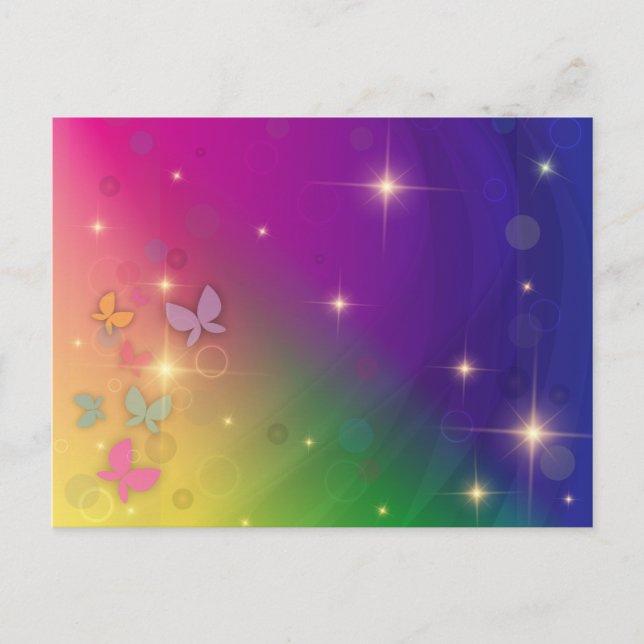 Carte Postale Arc-en-ciel Abstrait Fairy Lights Papillons (Devant)