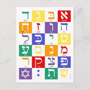 Carte postale arc-en-ciel Alphabet hébreu