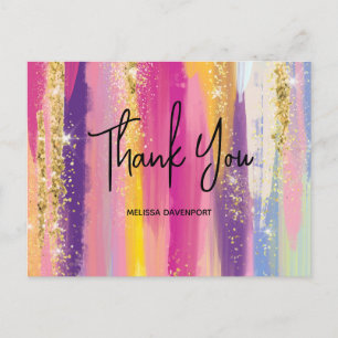 Carte Postale Arc-en-ciel avec Merci de Parties scintillant Faux