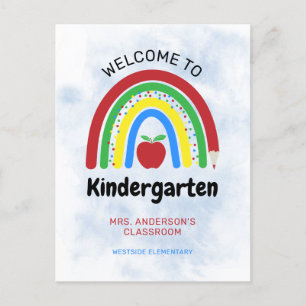 Carte Postale Arc-en-ciel coloré Bienvenue à la maternelle