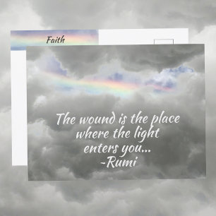 Carte Postale Arc-en-ciel dans un ciel orageux Citation Rumi Pho