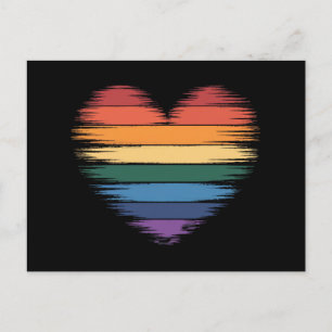 Carte Postale Arc-en-ciel de fierté LGBT Impression de cœur Fier