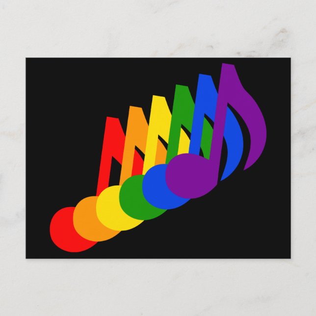 Carte Postale Arc-en-ciel des notes musicales (Devant)