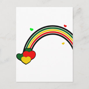 Carte Postale Arc-en-ciel et Coeurs Rasta