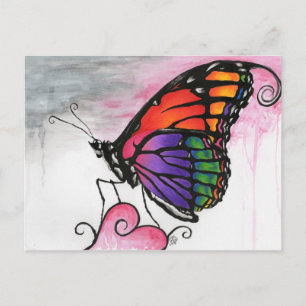 Carte Postale Arc en ciel Monarque papillon Imaginaire original 