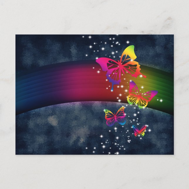 Carte Postale Arc en ciel n Papillons (Devant)