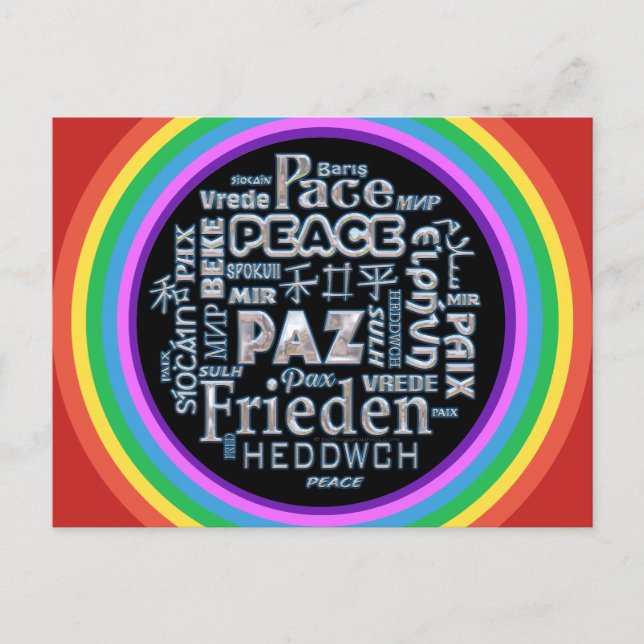 Carte postale arc-en-ciel paix chrome dans plusieu (Devant)