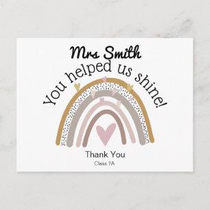 Carte Postale Arc-en-ciel pour cadeau de remerciement à l'enseig
