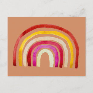 Carte Postale Arc-en-ciel rétro aquarelle mignon