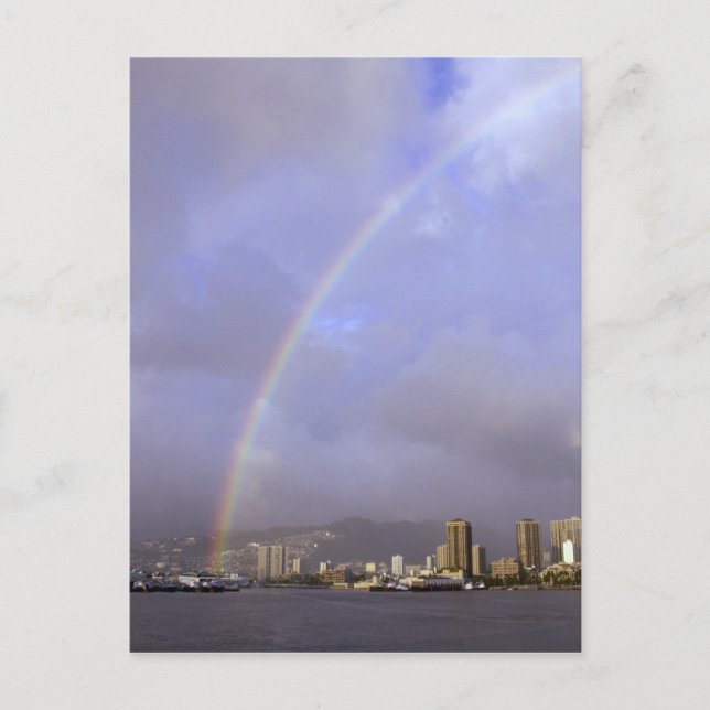 Carte Postale Arc-en-ciel sur Honolulu, Hawaï, États-Unis (Devant)